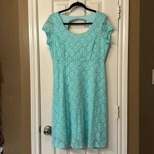 Motherhood Maternity Baby Blue Lace Sheath Dress- Size M